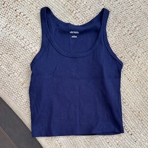 wild fable Navy Ribbed Scoop Tank